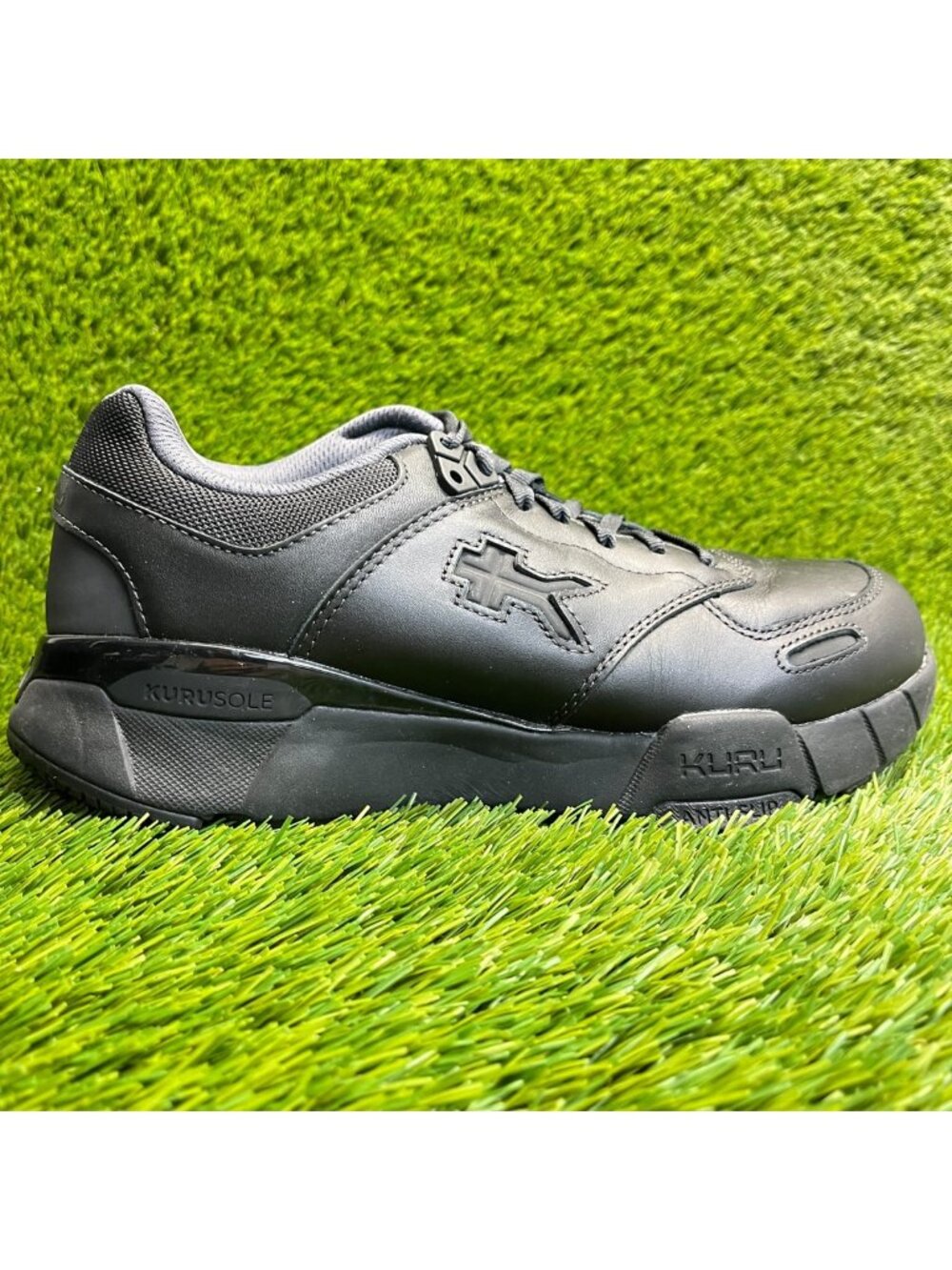 Kuru Kinetic 2.0 Mens Size 9E Jet Black Athletic Leather Walking Shoes Sneakers